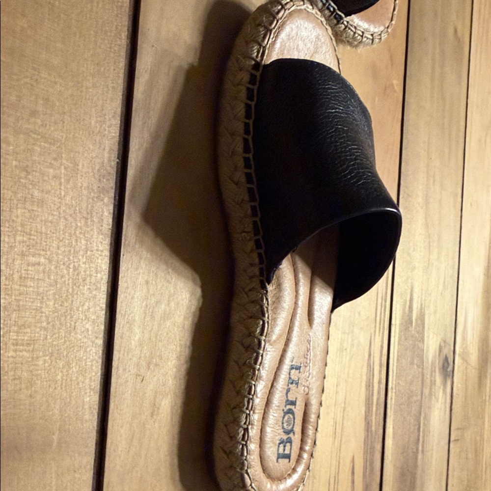 Born Black Leather Espadrille Slide Sandals - Picture 5 of 10